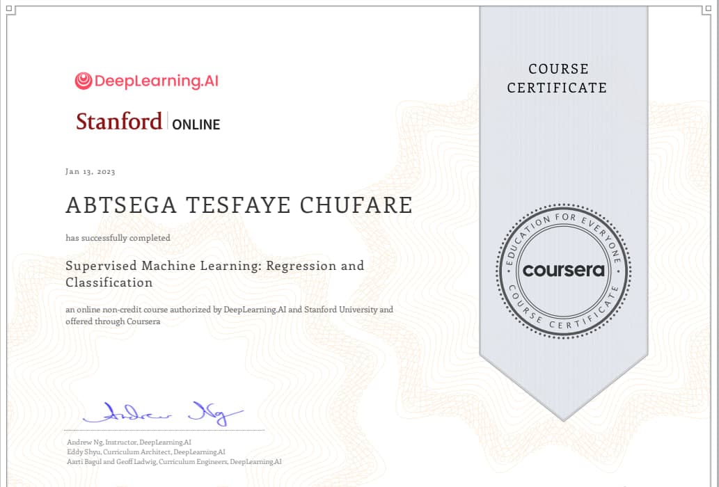 Stanford Machine Learning Certificate